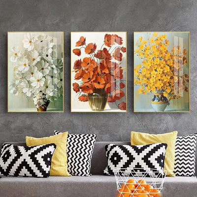 Pintura al Óleo de Flores Abstractas Pósteres y Láminas en Lienzo Rojo Amarillo Blanco Imágenes para Sala de Estar Decoración del Hogar Arte de Pared Cuadros