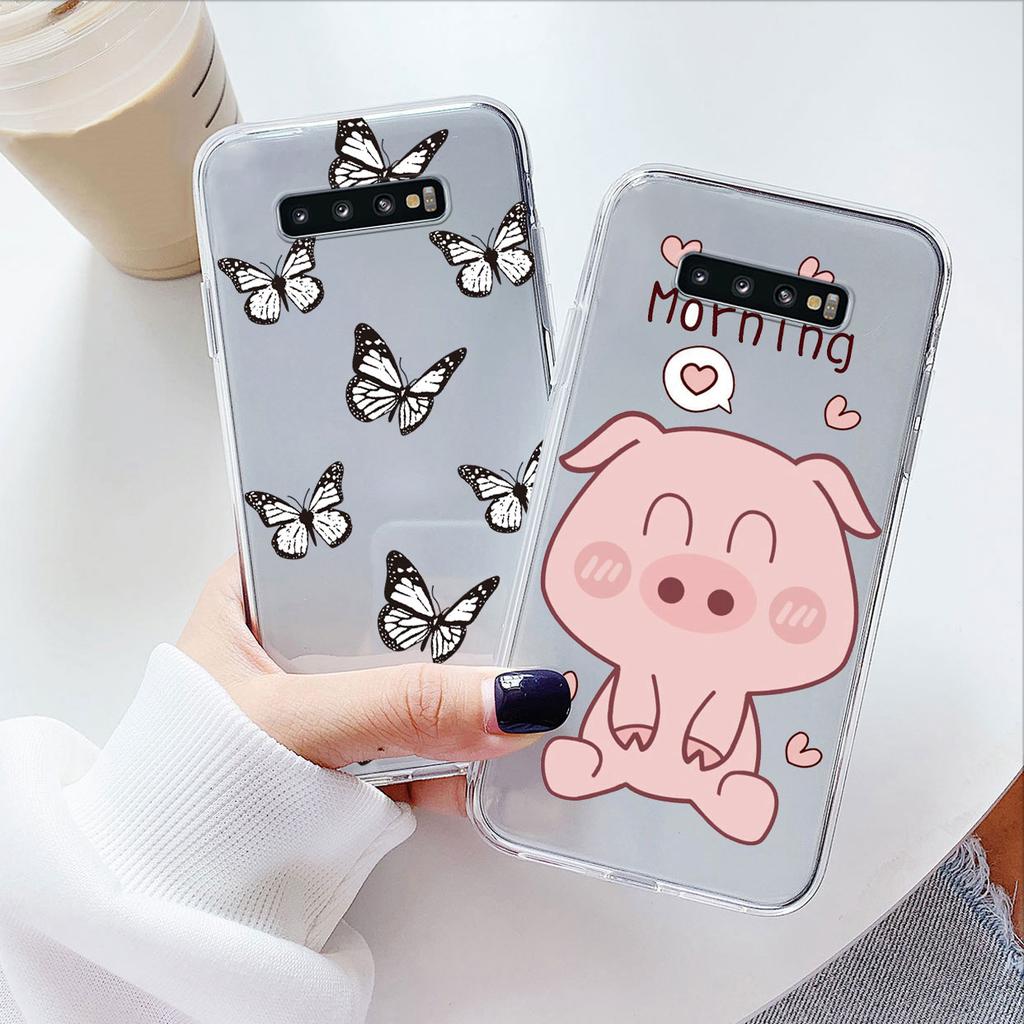 For Samsung Galaxy S10 S10E S 10 Plus Phone Case Cartoon Back Cover Transparent Soft Silicone Flower Funda For Samsung S10+ Cute