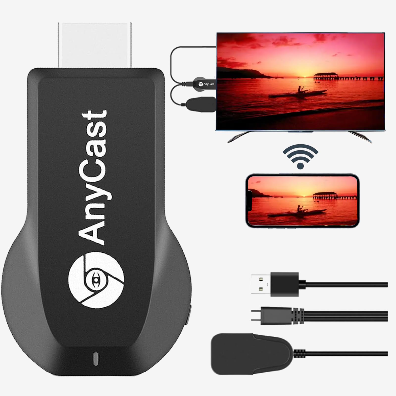 

Nowoto HDMI Mirror Cast Most Powerful Wireless No Mode Switching Wireless HDMI Stream Your Phone Screen to Your Watch and Eliminate the Hassle of чорний