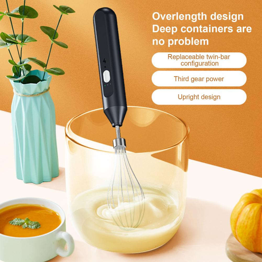 Electric Handheld Egg Whisk Mixer 3-speed Control Rechargeable Cordless Hand Mixer Portable Mini Whisk For Cooking чёрный