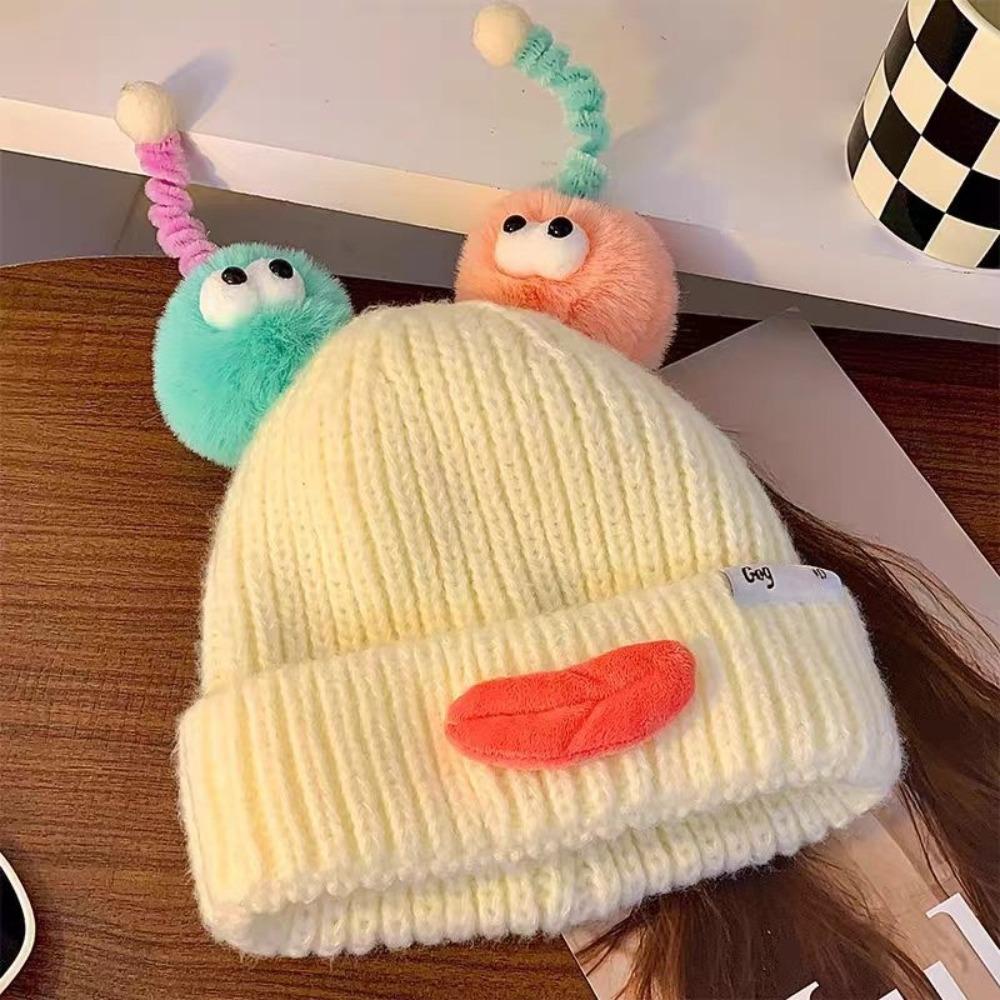 Candy Color Cartoon Knitting Hat Soft Winter Warm Cap Plush Pullover Hats Autumn and Winter