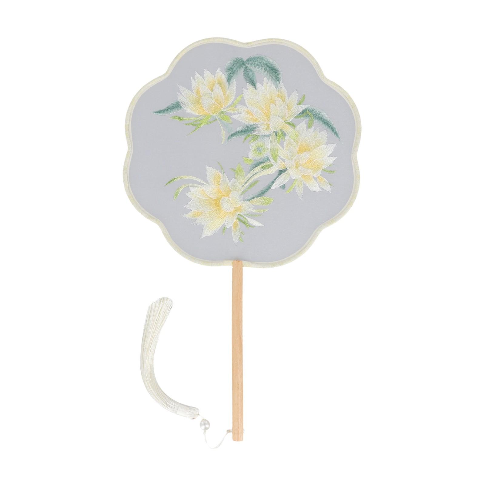 

Двусторонний вышитый круглый веер в древнем стиле, Сучжоуская вышивка, веер для ханьфу A