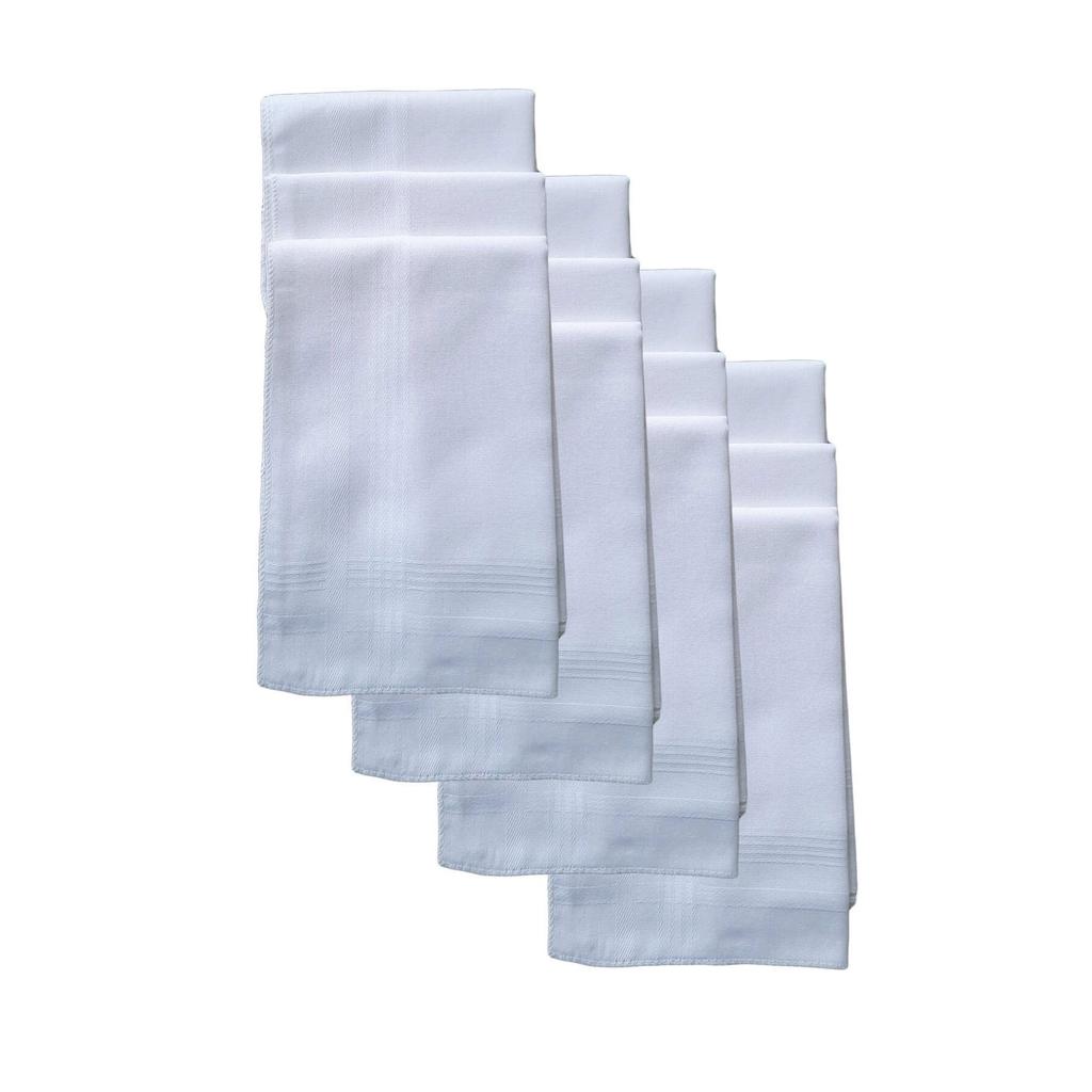 12 Pcs Hand Pocket Collar Fabric Handkerchief 36x36 Cm 100 Cotton TM White
