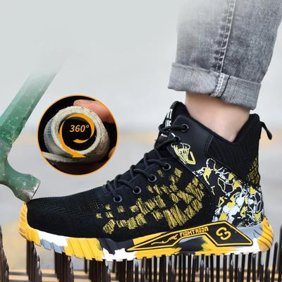Moda Uomo Lavoro Stivali di Sicurezza Anti-Schianto Lavoro Sneakers Alte Scarpe di Sicurezza Uomo Stivali da Lavoro Indistruttibili