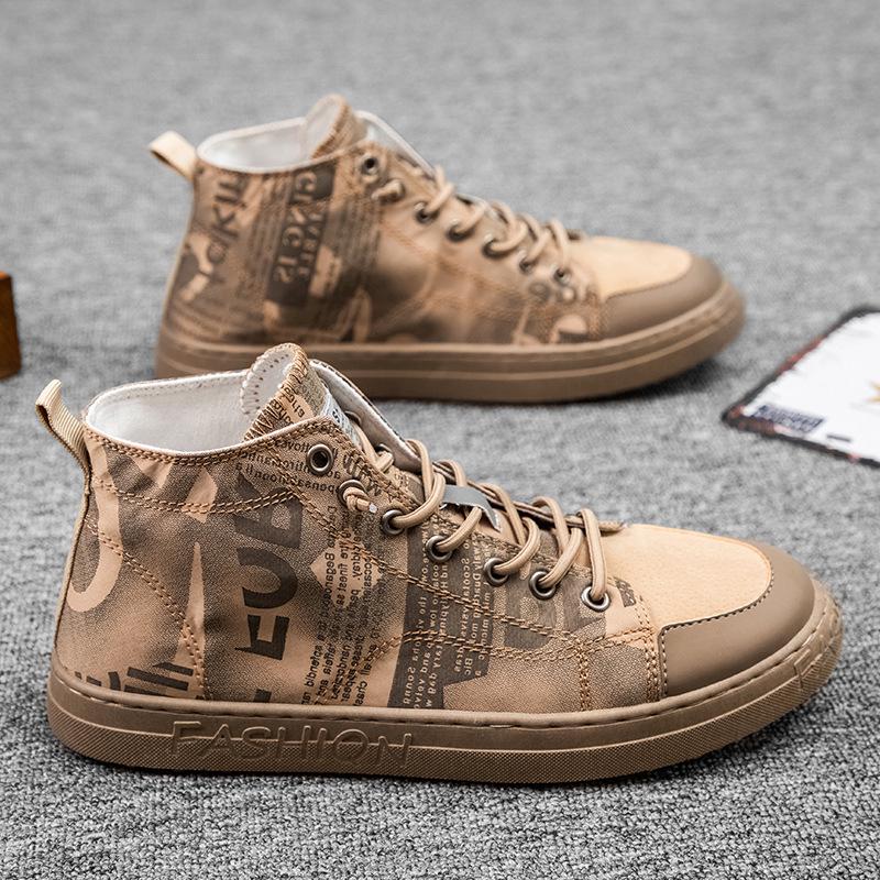 New Fashion Men's Shoes Trend High-top Canvas Shoes Student Casual Shoes Men Trendy Shoes