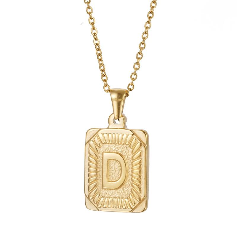 Stylish 18k Gold Stainless Steel Letter Pendant Necklace For Men O-type Cross Chain Non-fading
