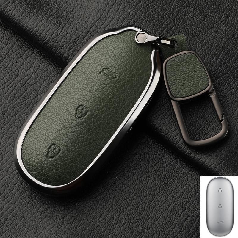 For Lixiang L9 L7 L8 L6 Key Fob Cover Leather Car Case Aluminum Buckle Alloy Keychain Accessories G4B7 Li Auto Inc