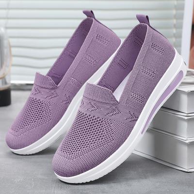 Women's Breathable Mesh Walking Shoes, Solid Color Ankle Band Soft Sole Sneakers, Women's Daily Comfort Footwear