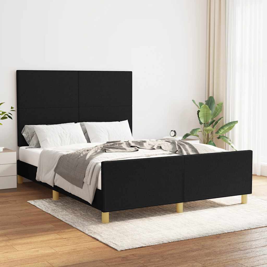 Bed Frame without Mattress Black 140 x 200 cm Fabric