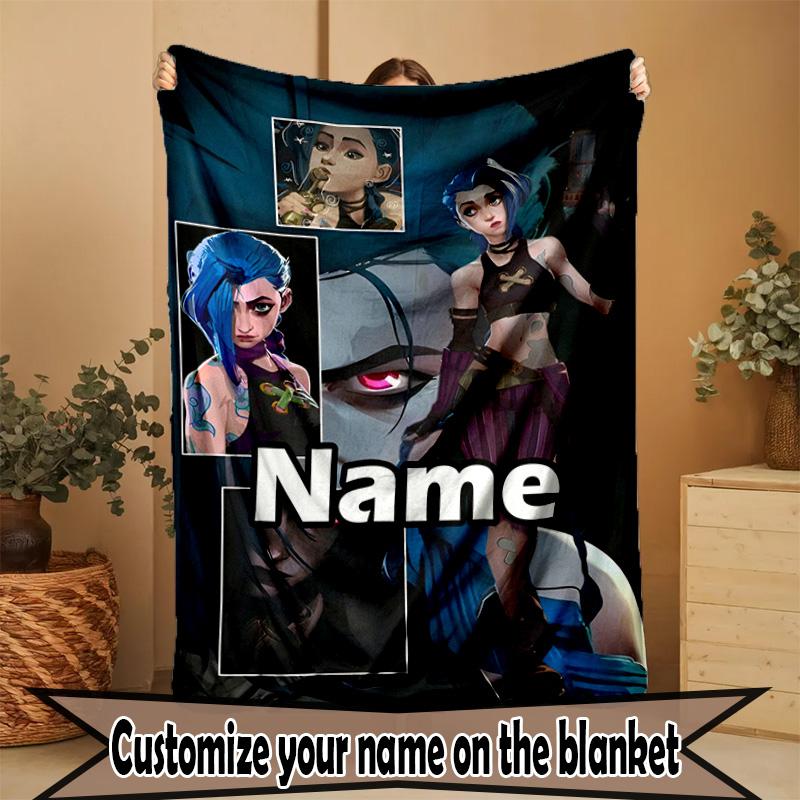 Custom Name Personalized Jinx Print Blanket, Home Decor, Bedroom, Sofa, Camping, Couch, Gifts for Birthday ChristmasEnthusiasts