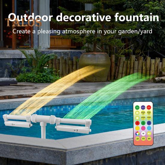 Fontana per piscina con luce LED a 7 colori, fontana per piscina con doppio spruzzo regolabile, cascata, irrigatore e refrigeratore per piscine fuori terra e interrate.