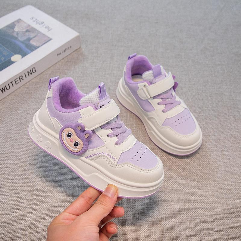 

Girls shoes, children s sneakers2026Spring new casual sports shoes, soft-soled princess white shoes 32-37One Hand6Double фіолетовий