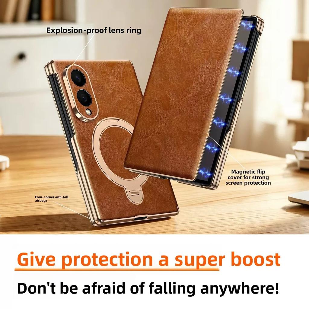 Pro Samsung Galaxy Z Fold8 Fold 8 Široký Ultra Originální Kožený Flip Pouzdro Retro Voskovaná Kůže Luxusní Hovězí Kůže Stojan Kryt Telefonu pro Fold8
