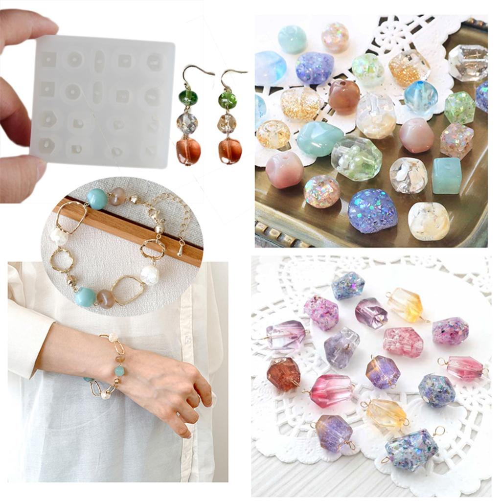 Ear Studs Mold Geometric Shape Beads Moulds Small Pendant Moulds Silicone Texture Suitable for Jewelry Beads Making
