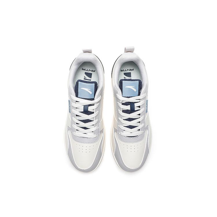 Anta Lifestyle Series Durable Lightweight Low-Top Skate Shoes Men Sneakers White Gray Blue 912228013-6