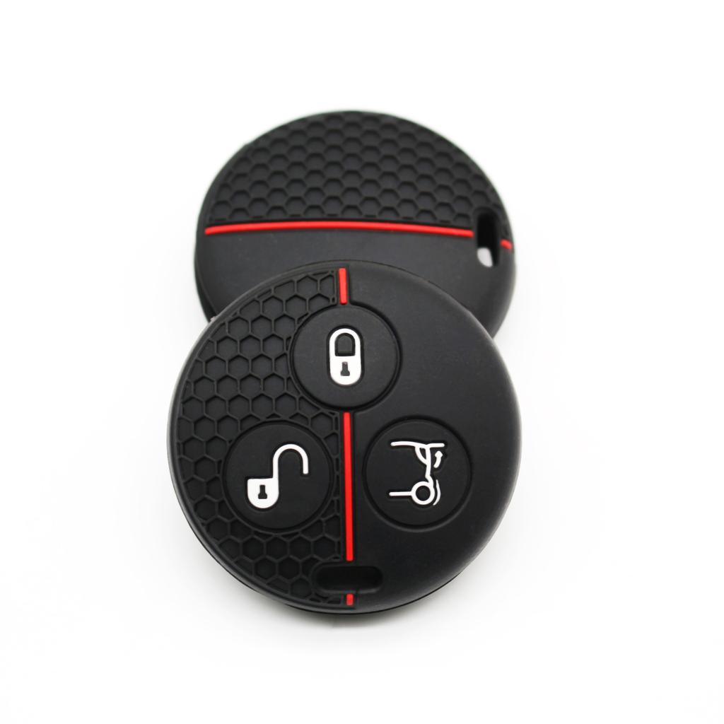 Für Benz Smart Roadster Fortwo Cross Blade 6 City Coupe Cabrio K Forfour Silikon-Fernschlüsselanhänger Ring Hülle Abdeckung Halter 3 Tasten