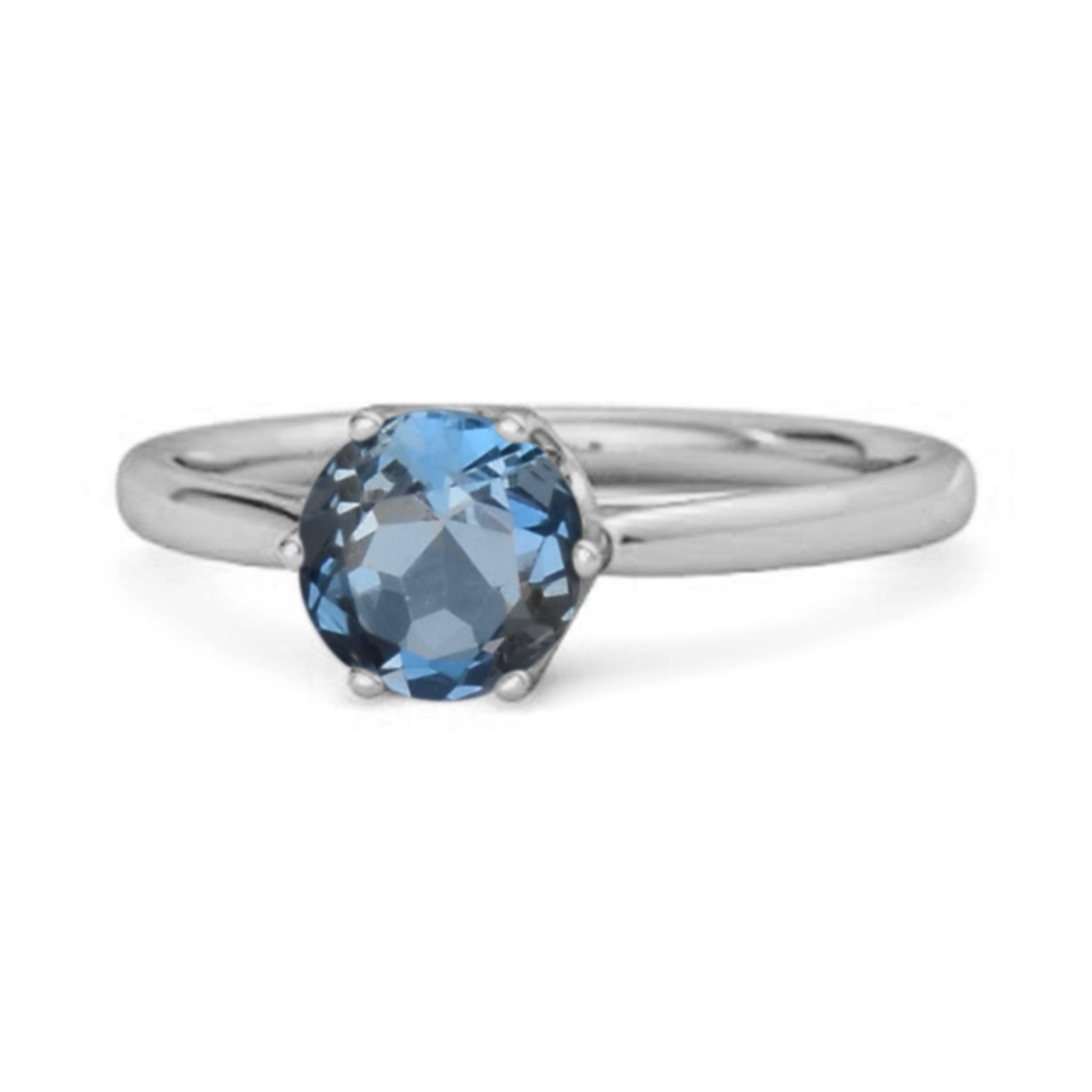 London Blue Topaz Classic Solitaire Ring - 925 Sterling Silver 10