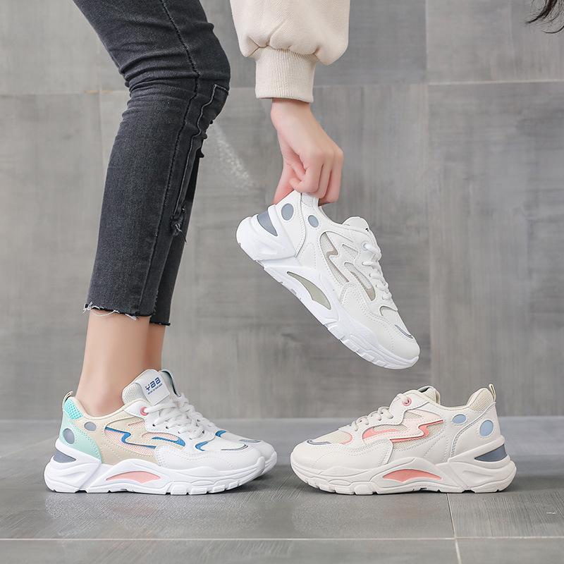 Spring Mesh Breathable Student Dad Shoes Women's Fashion Versatile Platform Sports Shoes Lightweight Running Casual Shoes