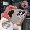 Glitter Heart Mirror Holder Stand Phone Case For Xiaomi Redmi Note 13 Pro Plus 11S 10S 9S 12 11 10 9 8 Shockproof Silicone Cover
