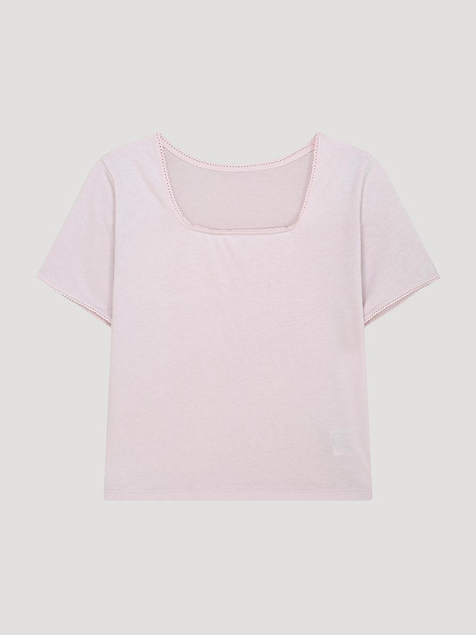 Sistina Contrast Square Neck Crop T-Shirt_Awjtsp21020_Lp Light Pink/55