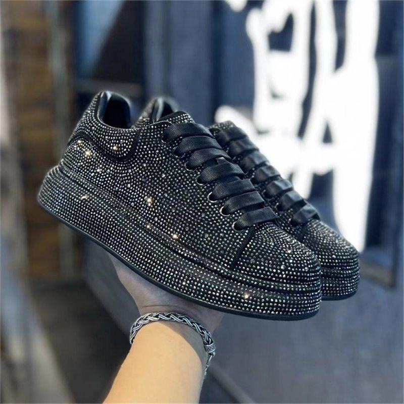 Zapatillas de lona para hombre de primavera europea, de caña baja, con diamantes calientes, color liso, con cordones, informales, tipo papá, bc