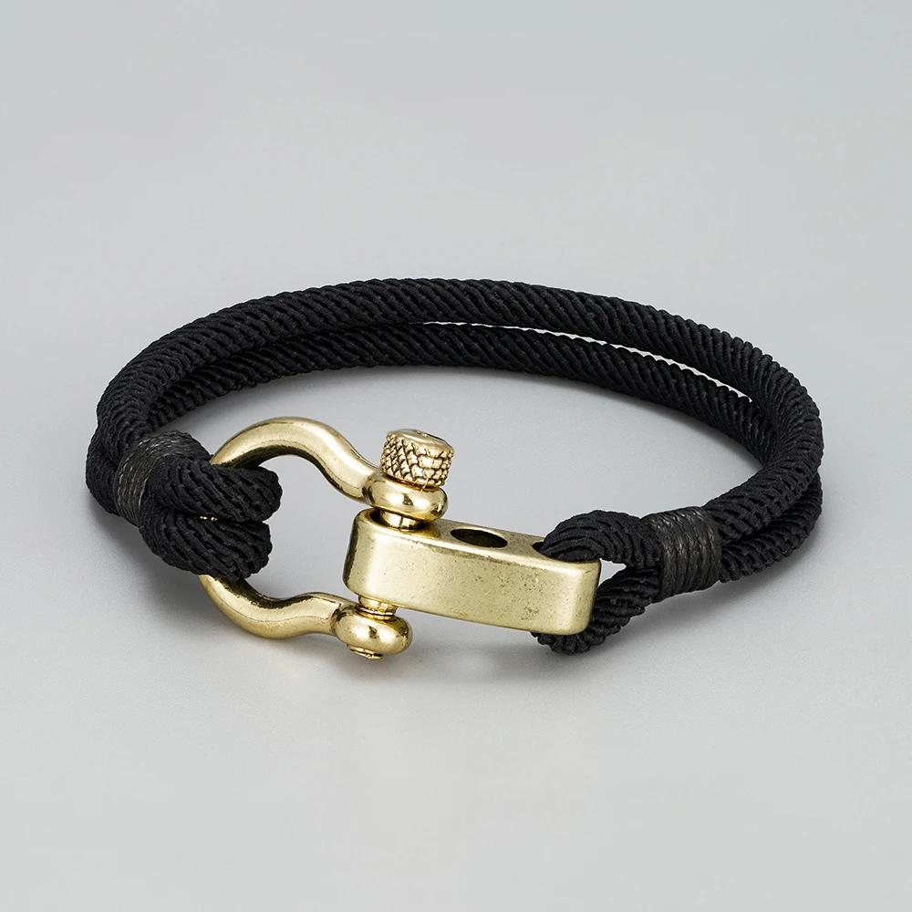 New Retro Horseshoe Buckle Bracelets Survival Rope Bracelet Homme Femme Handmade Adjustable Luxury Jewelry Couples gift