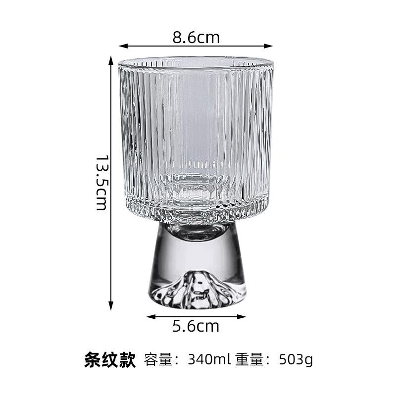 Pink Mountain Design Glass Tumbler High Foot Unique Cocktail Coffee Ice Cream Cup for Home Bar Party Gift