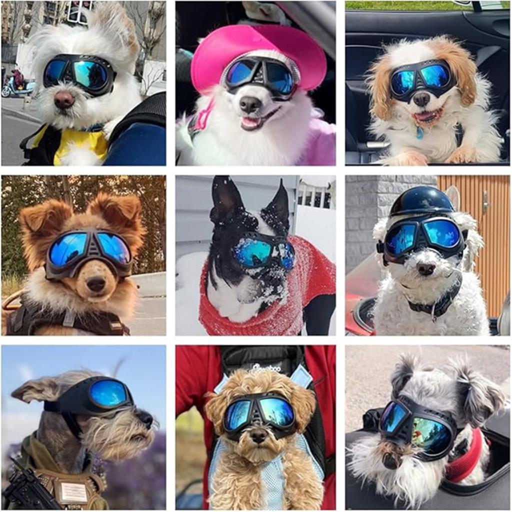Dog Goggles Wide Snout Soft Frame Tactical Driving Sunglasses for Small Medium Dogs Dog Eye Protection Windproof Dustproof