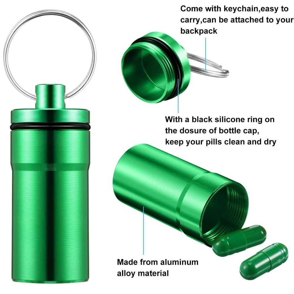 New Mini Portable Pill Box Case Holder Keychain Waterproof Aluminum Container Tablet Storage for Purse Outdoor Camping Travel