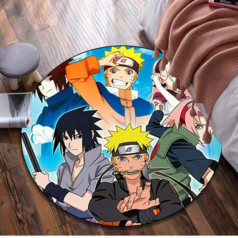 1Pc Naruto Circular Rug Office Decorative Carpet For Living Room Bedroom Door Mat Floor Carpet Computer Chair Area Rug