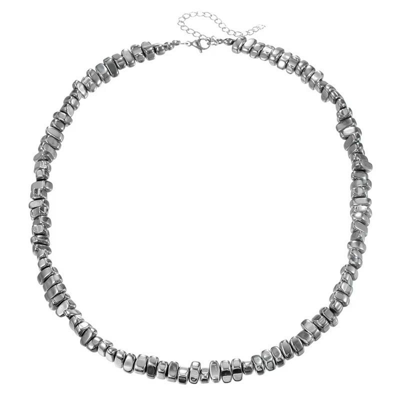 

European and American new trend special-shaped irregular splicing gravel necklace men s and women s personality niche design high-end hip-hop