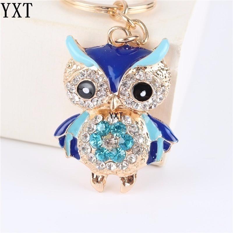 

Симпатичные сова кристалл брелки кольца для женщин горный хрусталь кошелек сумка подвеска подвеска для автомобиля брелки синий