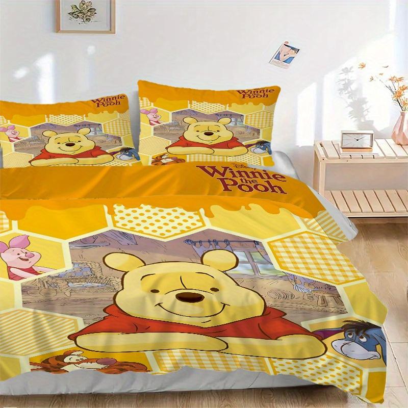 3pcs Pooh Honey 1 Cover+2 Pillowcases, Pillow Inserts Not Included, Machine Washable, All-Season Use, Teen and Adult Rooms135