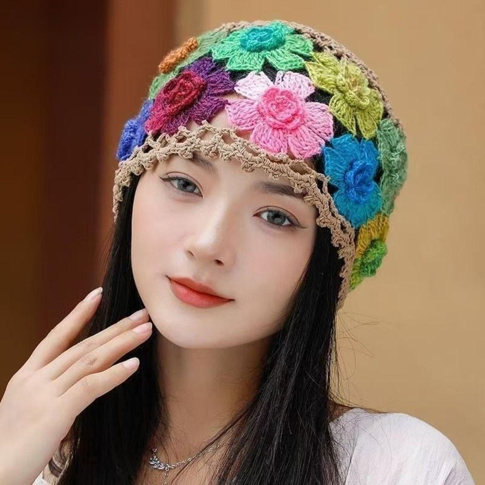 Hollow Brimless Hat Crochet Casual Skull Caps New Crochet Hat  for Women Everyday Wear хаки