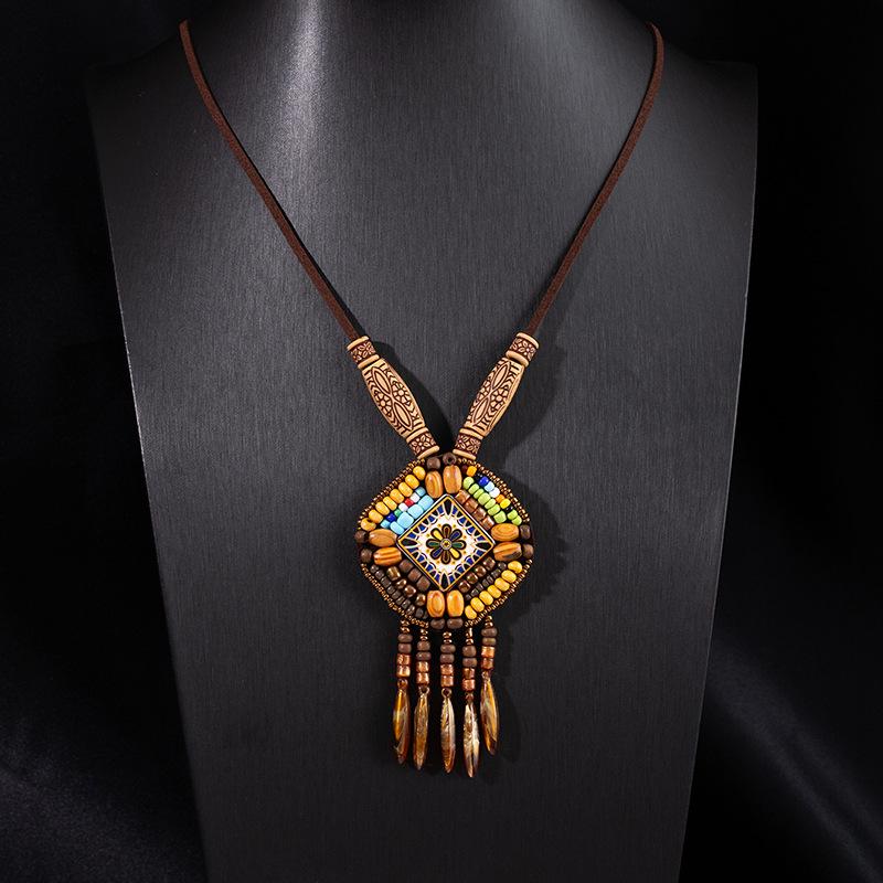 Bohemian Retro Ethnic Tassel Necklace - Unisex Long Pendant Chain Charm