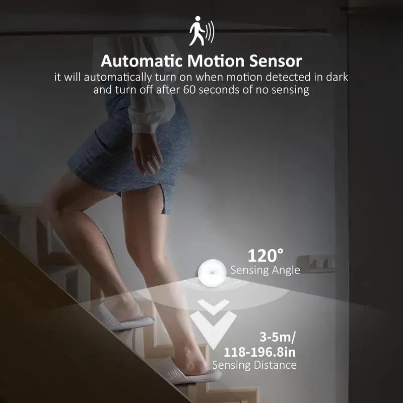 PIR Motion Sensor LED Night Light USB Rechargeable Lamp For Kitchen Cabinet Wardrobe Lamp Staircase Wireless Closet Light