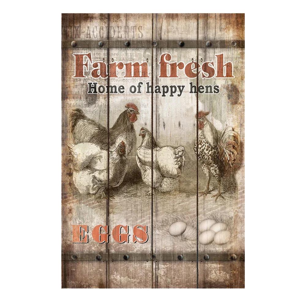 Vintage Chicken Metal Poster Tin Sign Rooster Hen Retro Plaque Plate Farmhouse Farm Wall Decor Retro Metal Poster Plaque