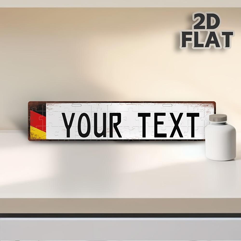 Custom Rusty Puzzle German Style Tin Sign White Text 40x10cm Home Decor