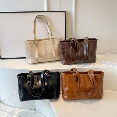 Fashion Retro Women PU Leather Shoulder Bags Trend Lady Underarm Bag Large Capacity Female's Commuter Handbag
