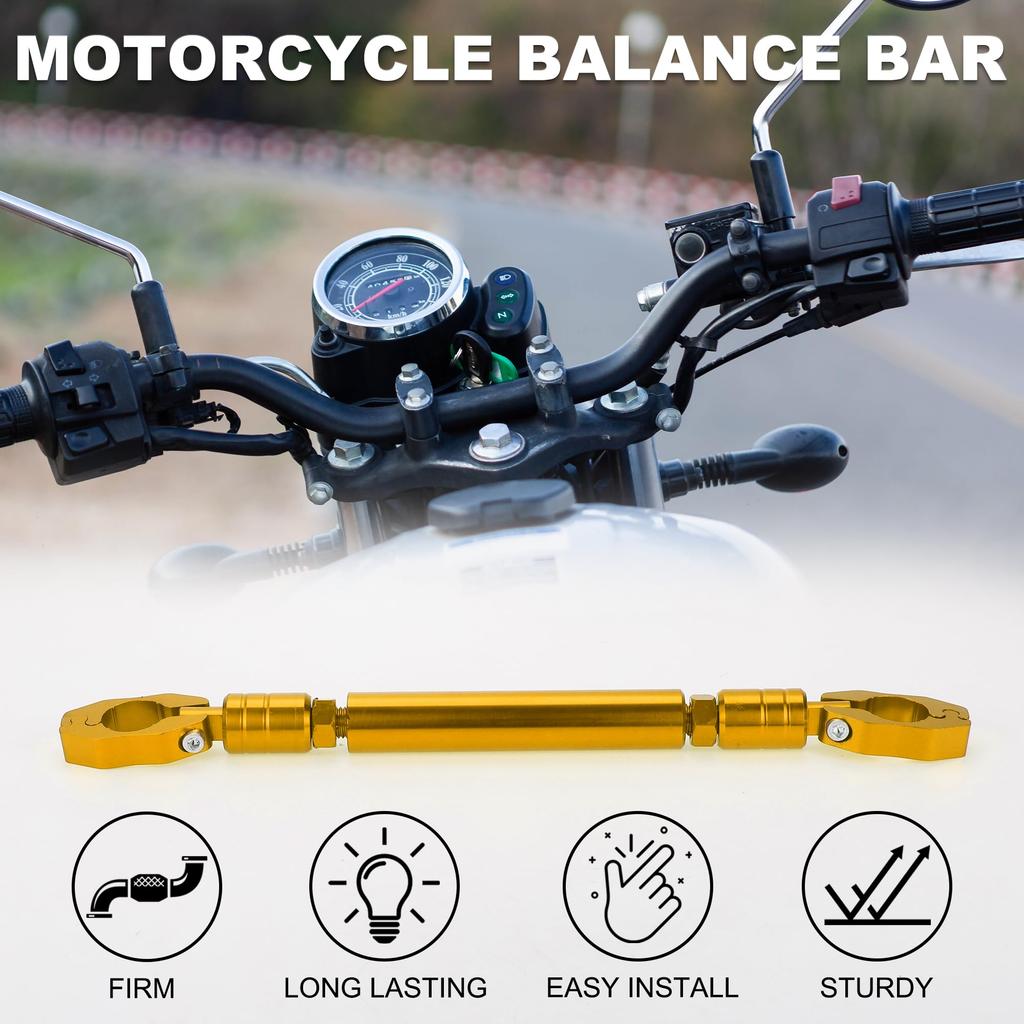TUCKBOLD Motorcycle Handlebar Brace Crossbar Handlebar Mount Gold Tone with Wrench Adjustable 1 Set