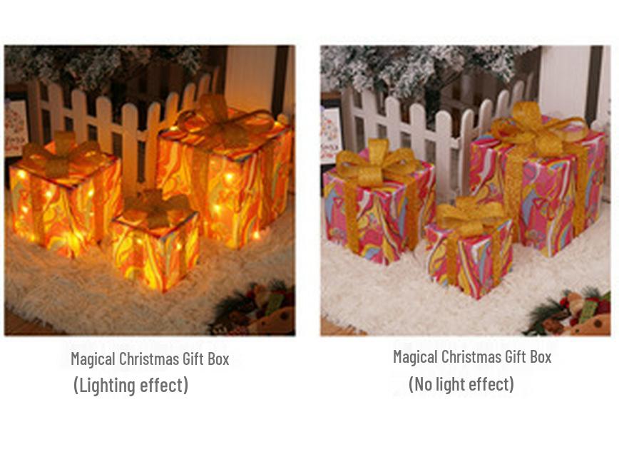 Christmas Gift Box Set: 3-Piece String Lights with Ornaments for Room Decor