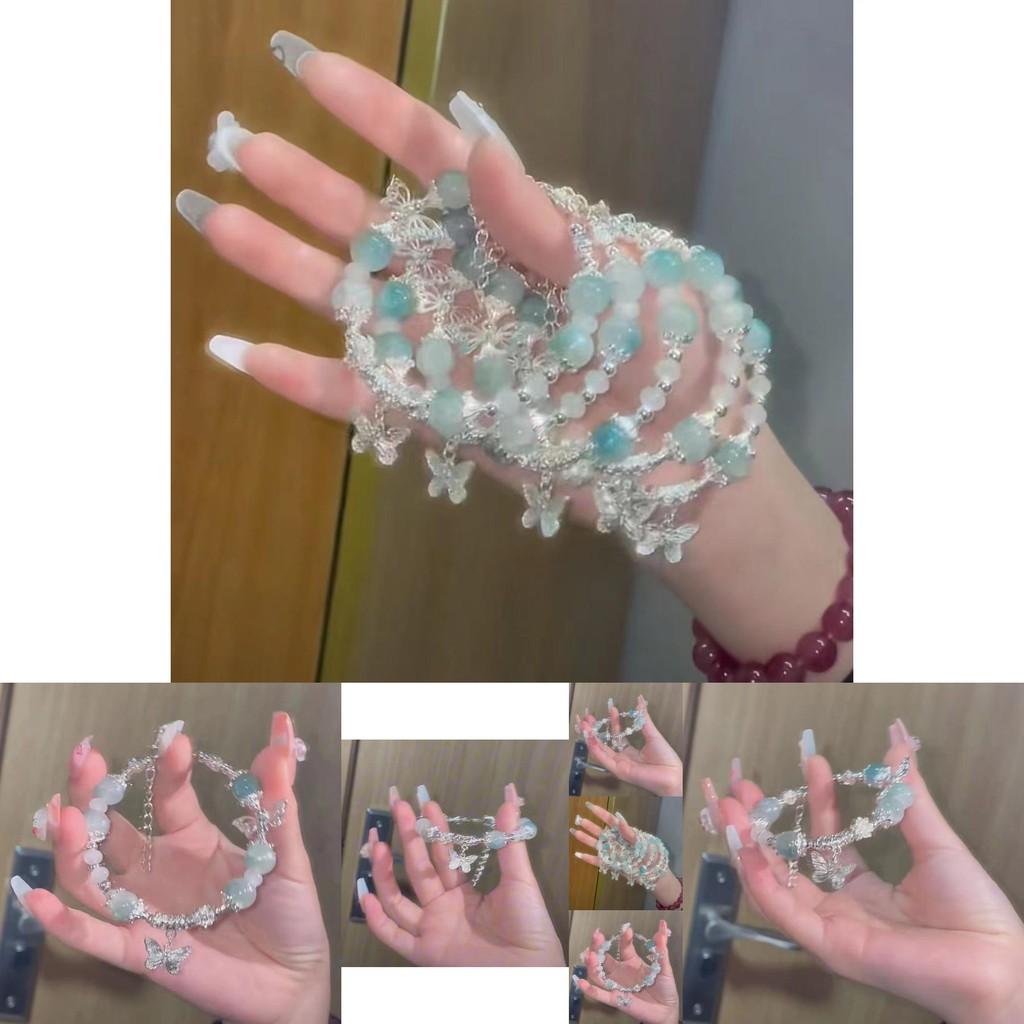 Gorgeous Sweet Style Bracelet For Women Butterfly Charm Glass Beads