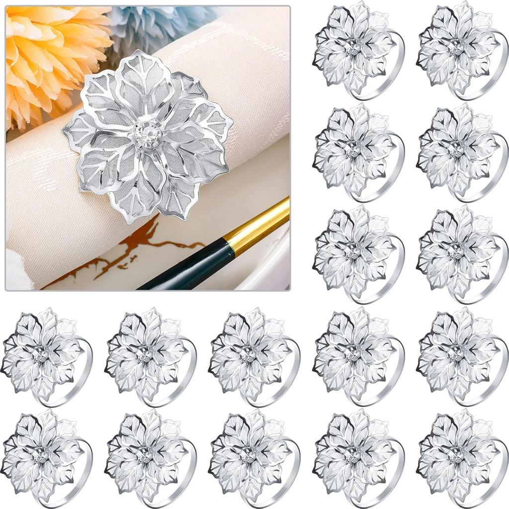 12PCS Napkin Rings with Hollow Out Triangle ,Gold Napkin Ring Holder for Wedding Party Banquet Dinner Serviette Napkin Buckles