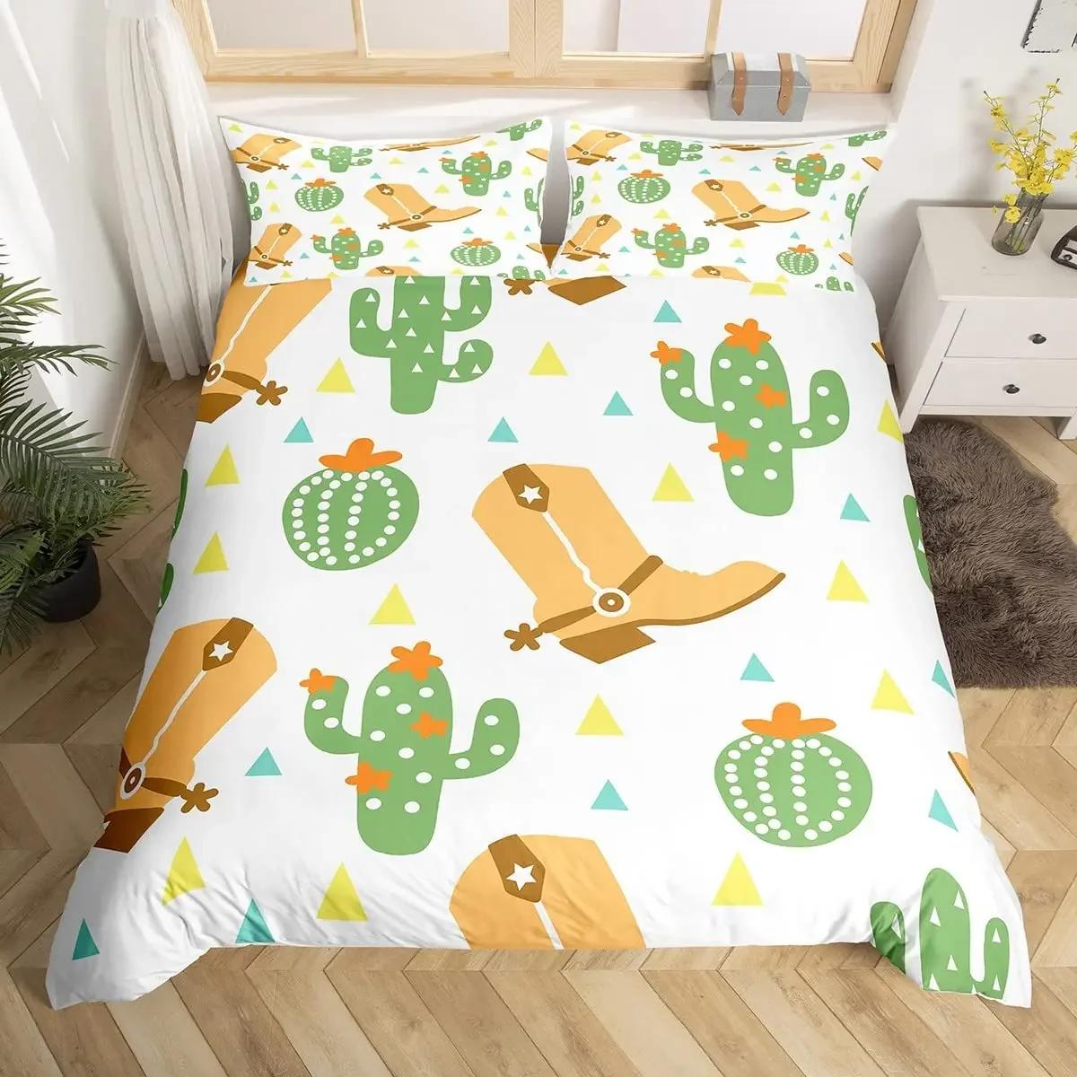 

Lovely Cactus Soft Duvet Cover Quen Adorable Lovely Desert Botanical Beding Set Microfiber Carton Flowers Warm Comforter Cover for Boy Ten Dorm 135*200cm Eu-Single