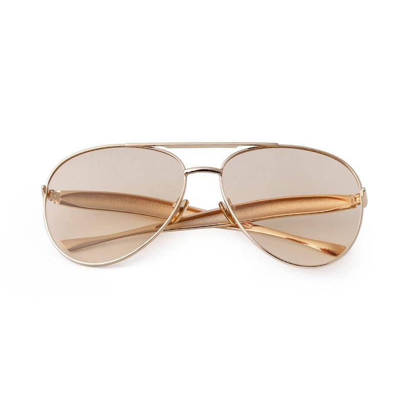 Fashion Oversized Pilot Sunglasses for Women Men 70s Trendy Metal Streamline Arms Aviation Sun Glasses Champagne Shades S98137C