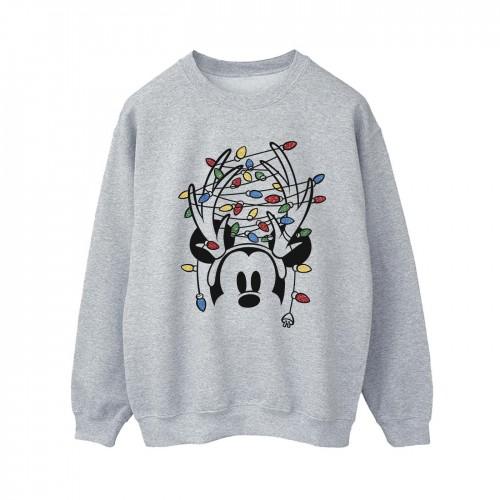Disney Womens/Ladies Mickey Mouse Christmas Head Lights Sweatshirt