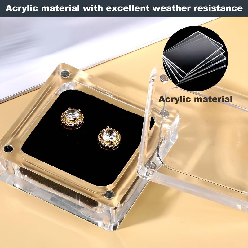 4pcs Small Acrylic Jewelry Boxes with Lids Mini Square Stone Box for Displaying Loose Diamonds Gemstones Transparent Display Box