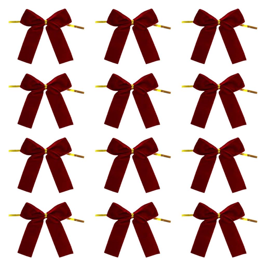 12x Velvet Bows for Christmas Tree Staircase Holiday Wedding, Farmhouse Xmas Topper Ornament, Xmas Decor, Party Craft Wreath Bow