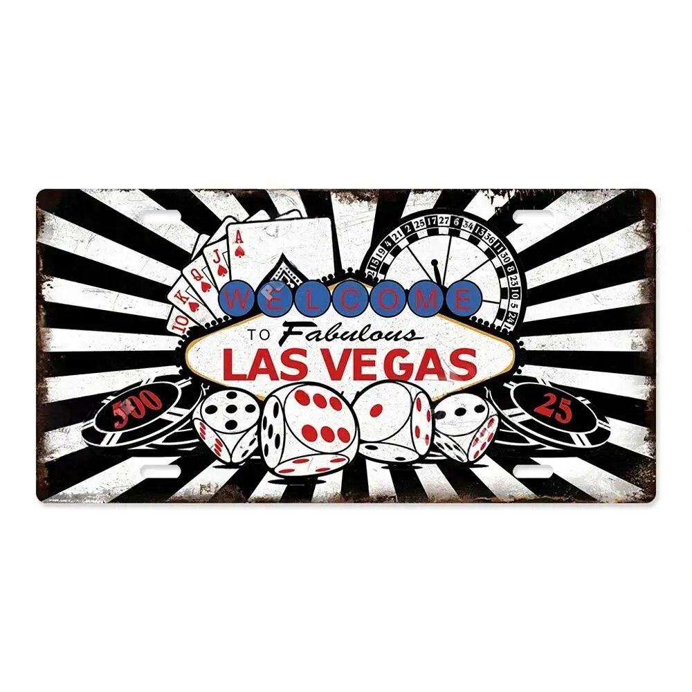 Vintage Las Vegas Metal Tiin Signs Decor Licenses Metal Plate Plaque Wall Decor for Living Room Club