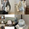 Large Capacity Trendy Canvas Shoulder Bag For Stylish Girls With Round Shape Design In Black White Blue And Pink